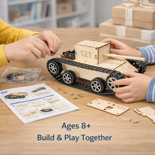 DIY Wooden Tank Model - Hands-On STEM Building Kit for Kids & Families