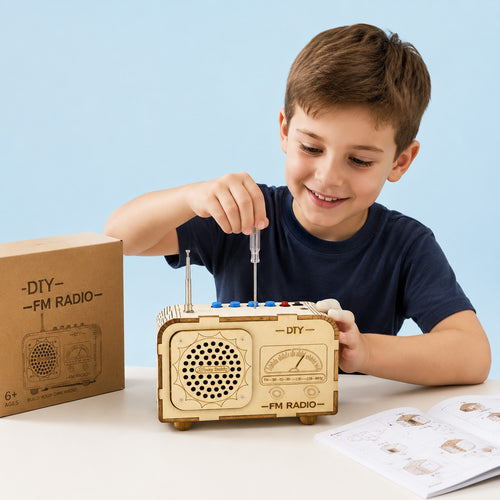 DIY FM Radio STEM electronics kit for kids — build a real working radio that plays FM stations, hands-on STEM learning project for ages 8-12