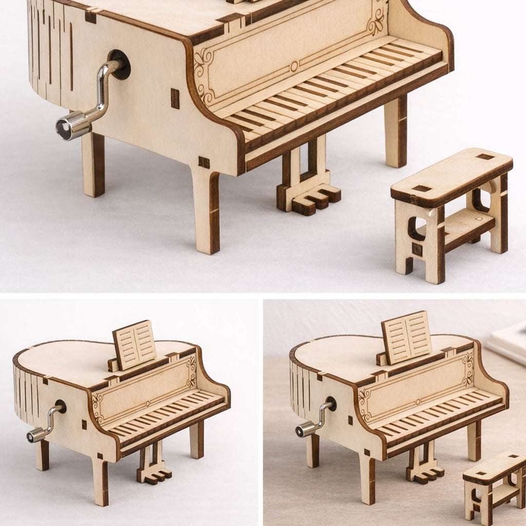 DIY Hand-Crank Wooden Piano Music Box product detail image 6