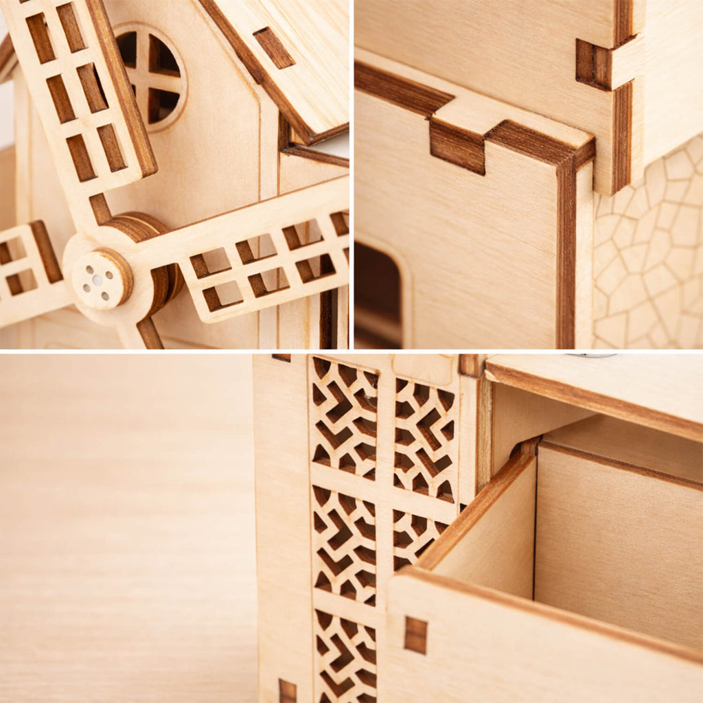 DIY Hand-Cranked Wooden Music Box Pen Holder product detail image 7