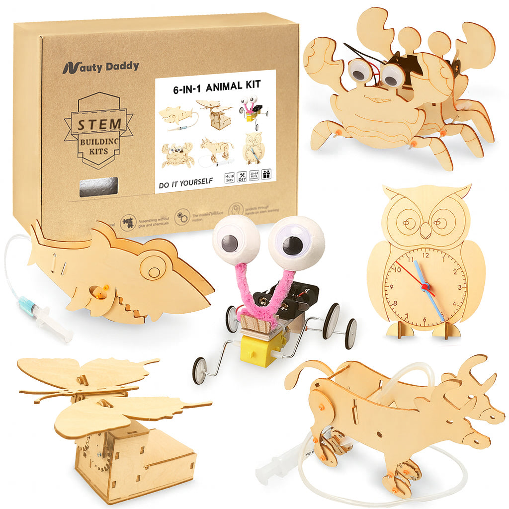 6-in-1 DIY Wooden Animal STEM Kit Build Moving Mechanical Animals product detail image 7