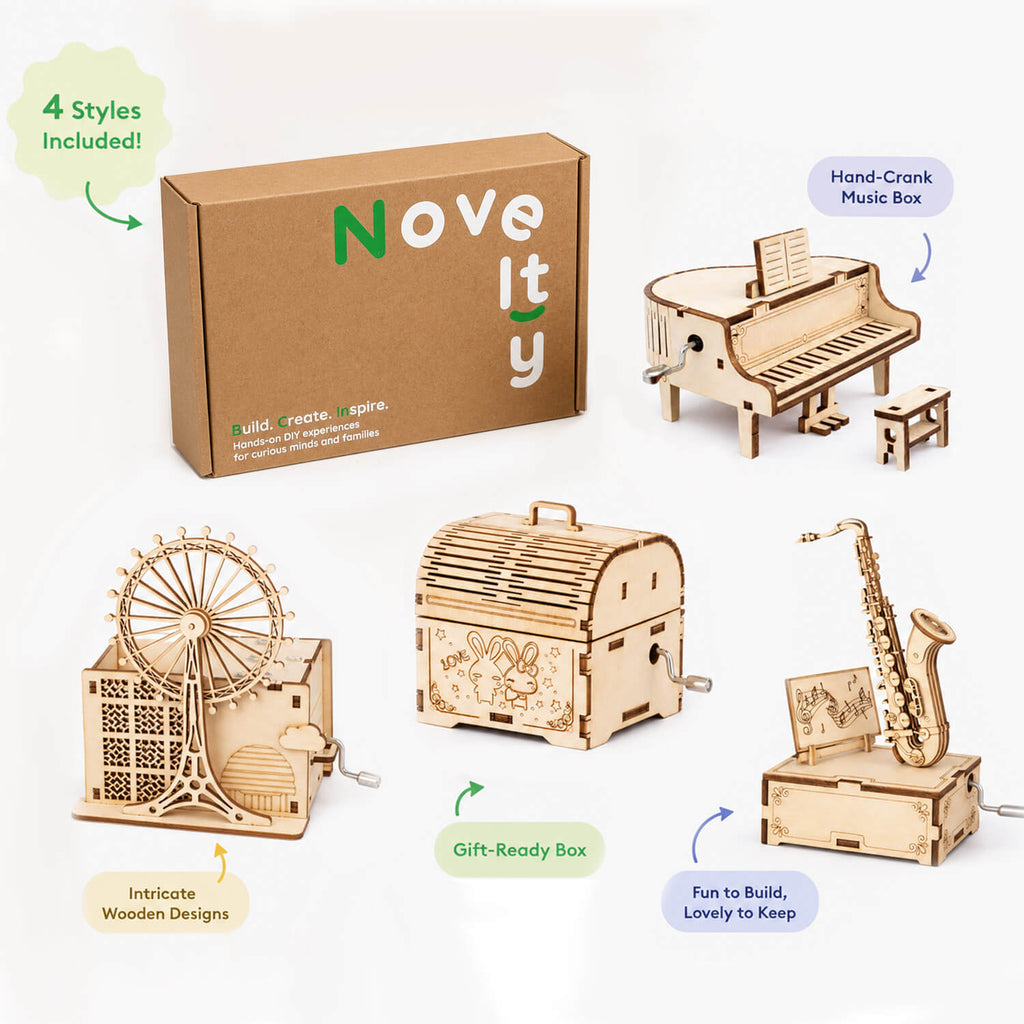 4-in-1 DIY Wooden Music Box Kit