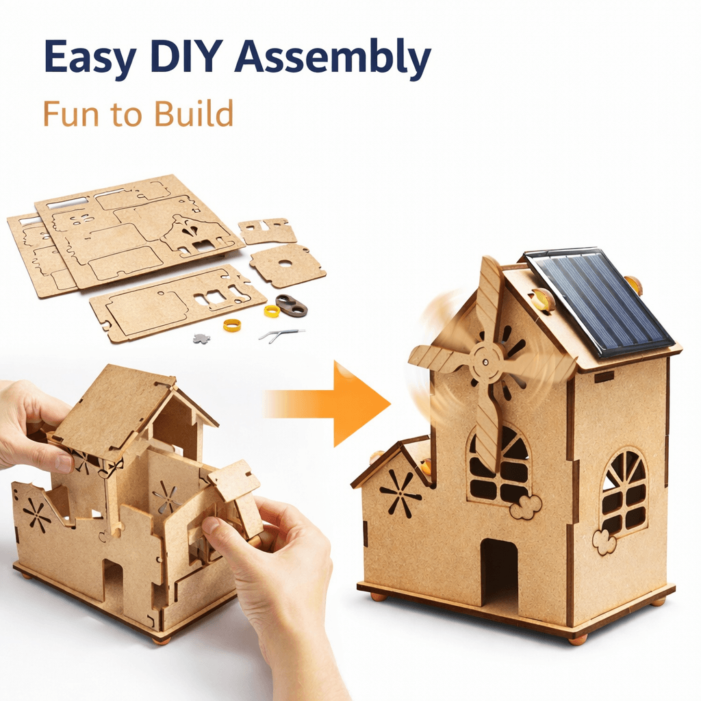 Build Your Own Solar Windmill House - Fun STEM DIY Kit for Kids product detail image 3