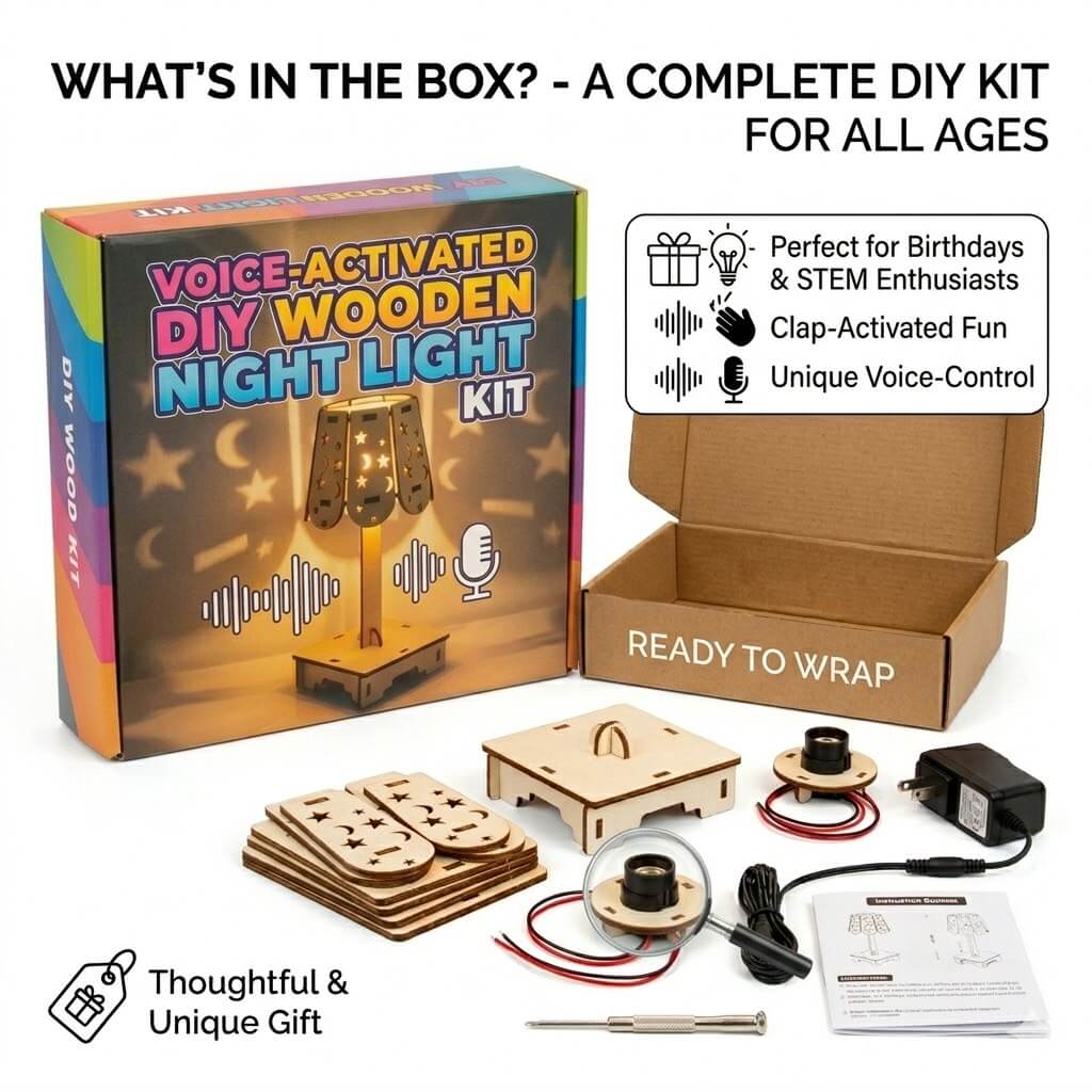 Clap to Light It Up! DIY Voice-Activated Night Lamp for Kids product detail image 6