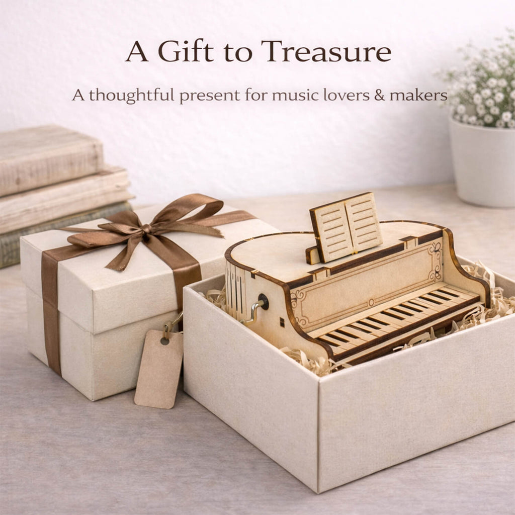 DIY Hand-Crank Wooden Piano Music Box product detail image 8