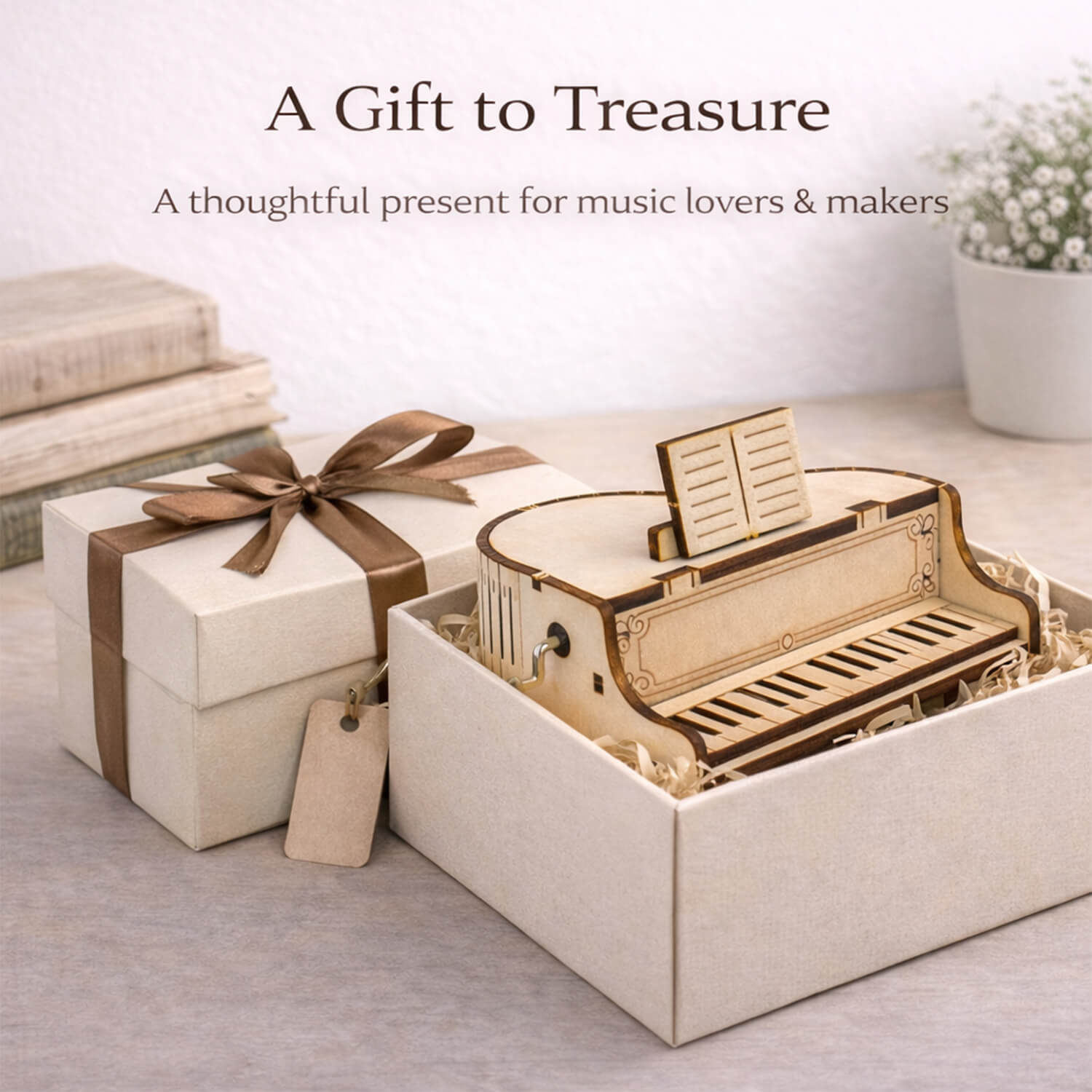 DIY Hand-Crank Wooden Piano Music Box product detail image 8