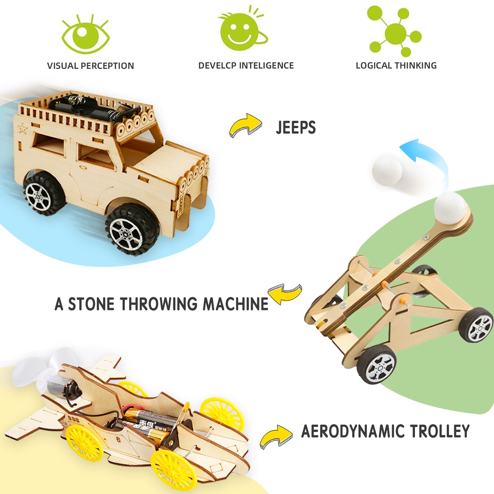 6-in-1 STEM Wooden Construction Vehicle Kit for Kids 8+ product detail image 2