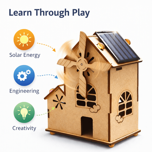 Build Your Own Solar Windmill House - Fun STEM DIY Kit for Kids product detail image 2