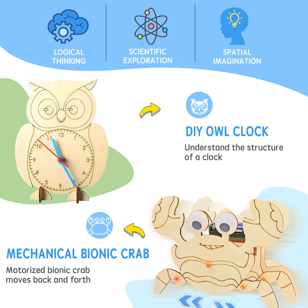 6-in-1 DIY Wooden Animal STEM Kit Build Moving Mechanical Animals product detail image 3
