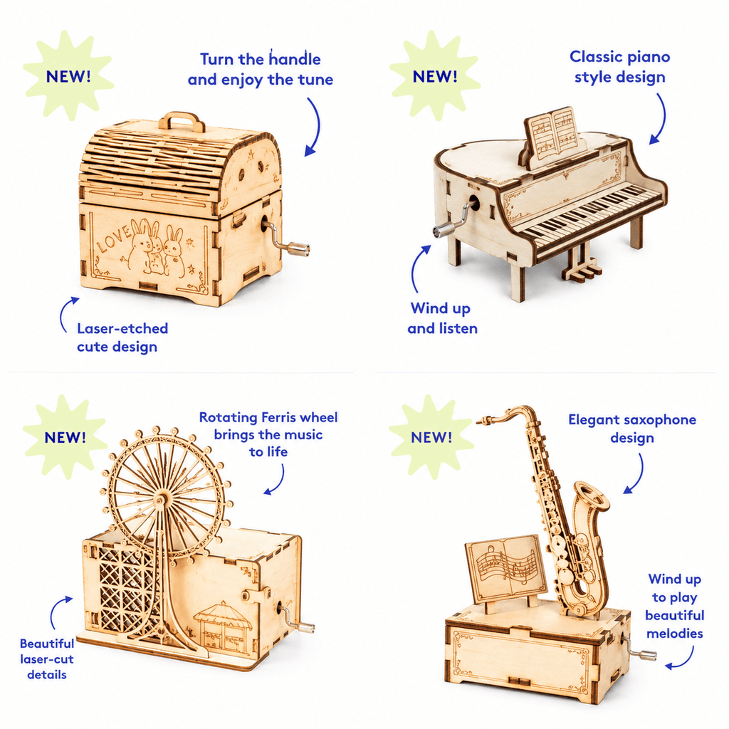 4-in-1 DIY Wooden Music Box Kit