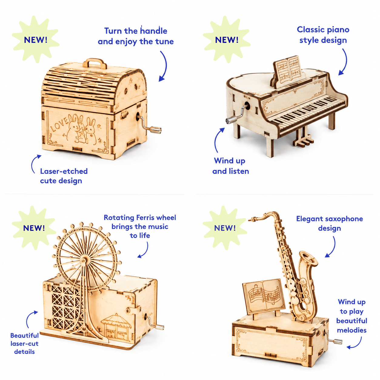4-in-1 DIY Wooden Music Box Kit
