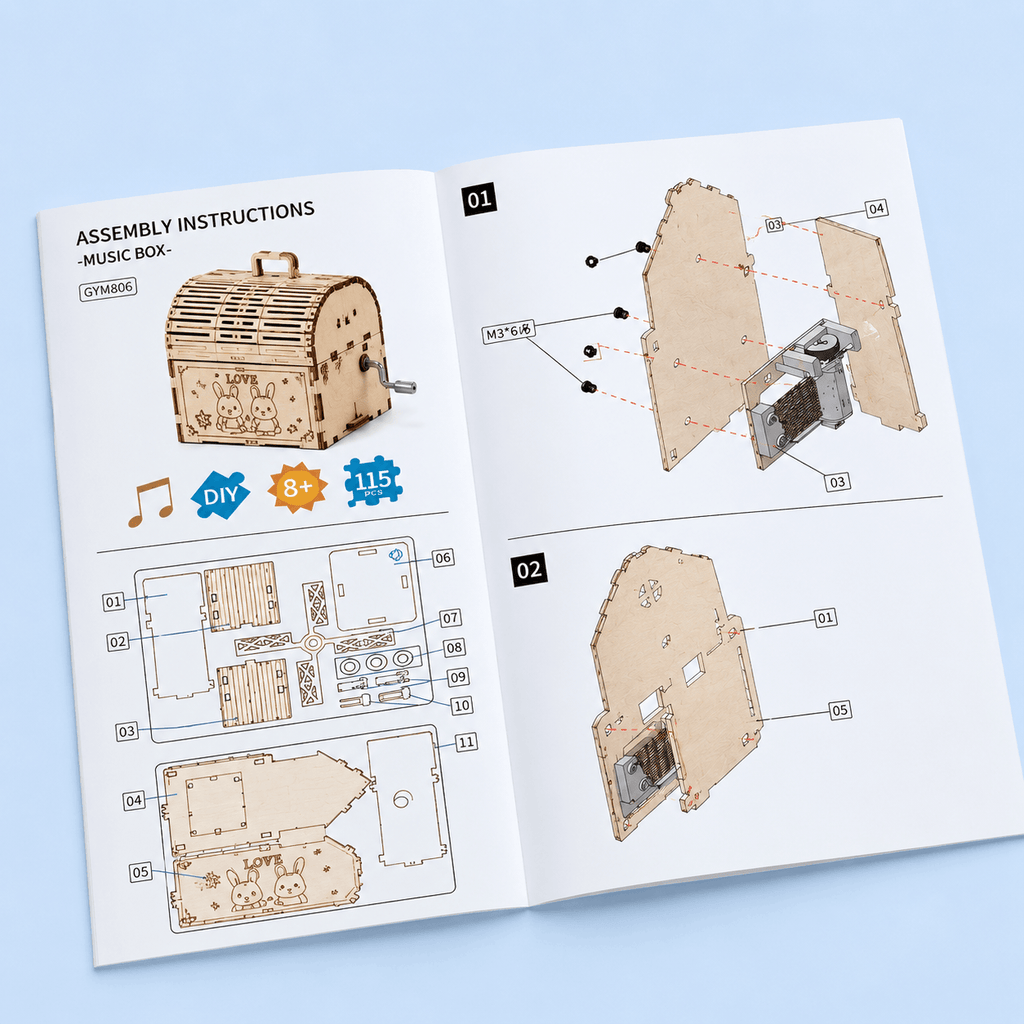 4-in-1 DIY Wooden Music Box Kit