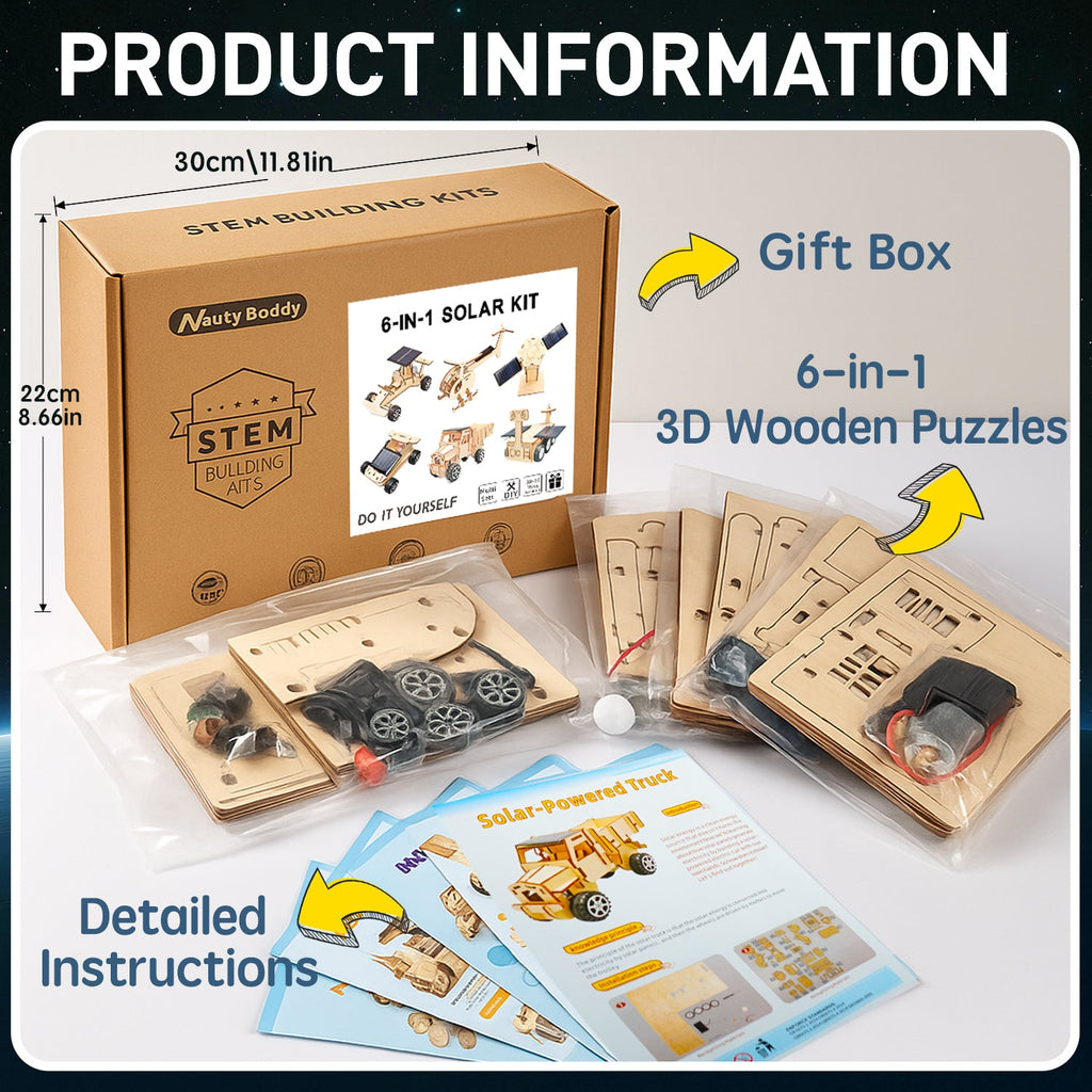 6-in-1 Solar Powered Wooden STEM Building Kit product detail image 6