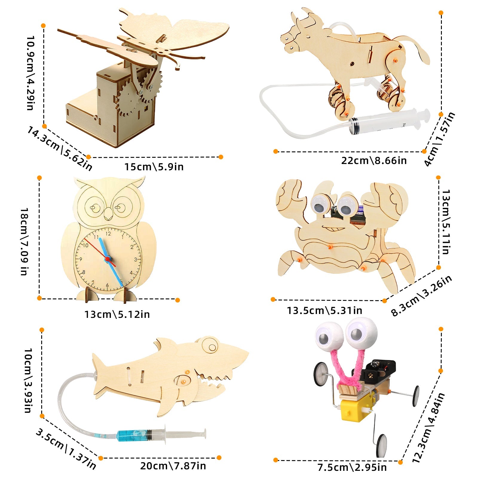 6-in-1 DIY Wooden Animal STEM Kit Build Moving Mechanical Animals product detail image 8