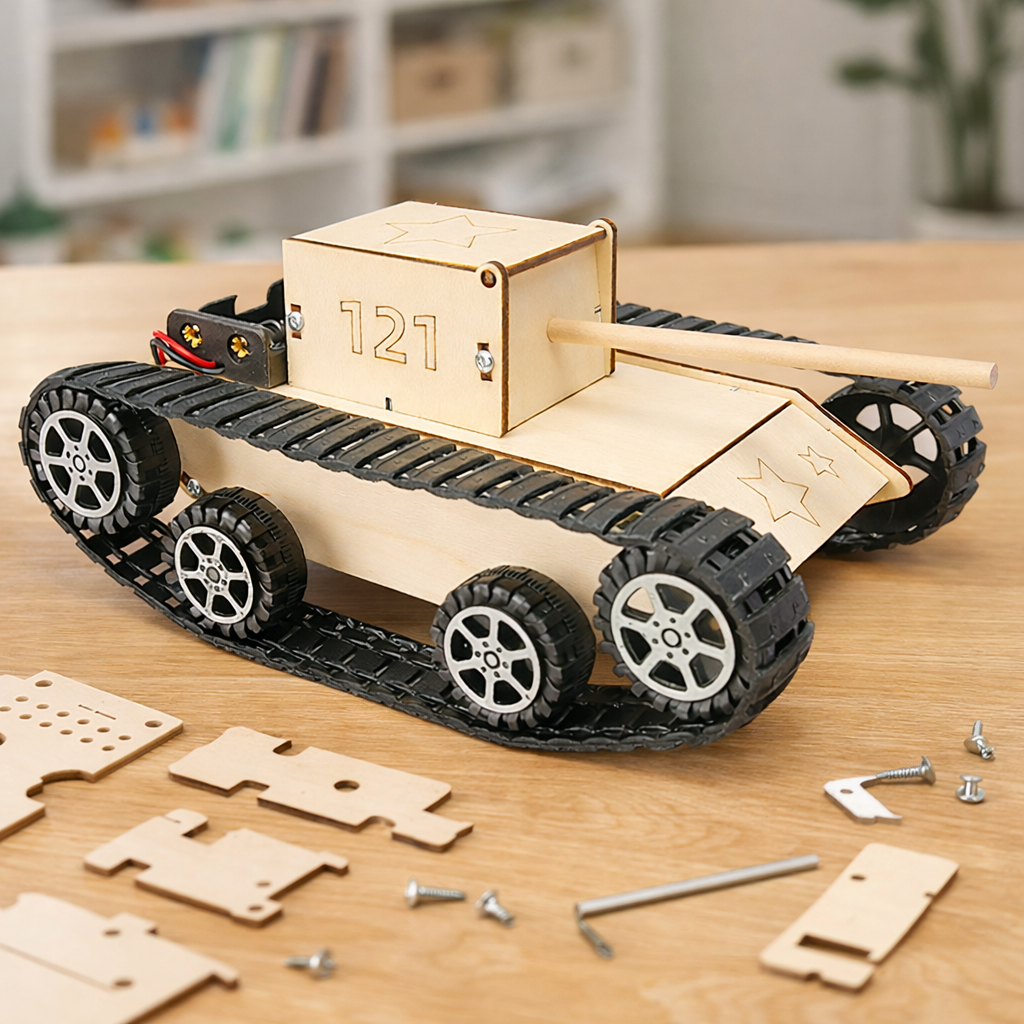 DIY Wooden Tank Model - Hands-On STEM Building Kit for Kids & Families product detail image 3