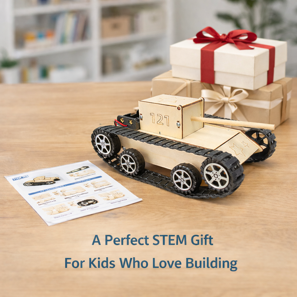 DIY Wooden Tank Model - Hands-On STEM Building Kit for Kids & Families product detail image 6