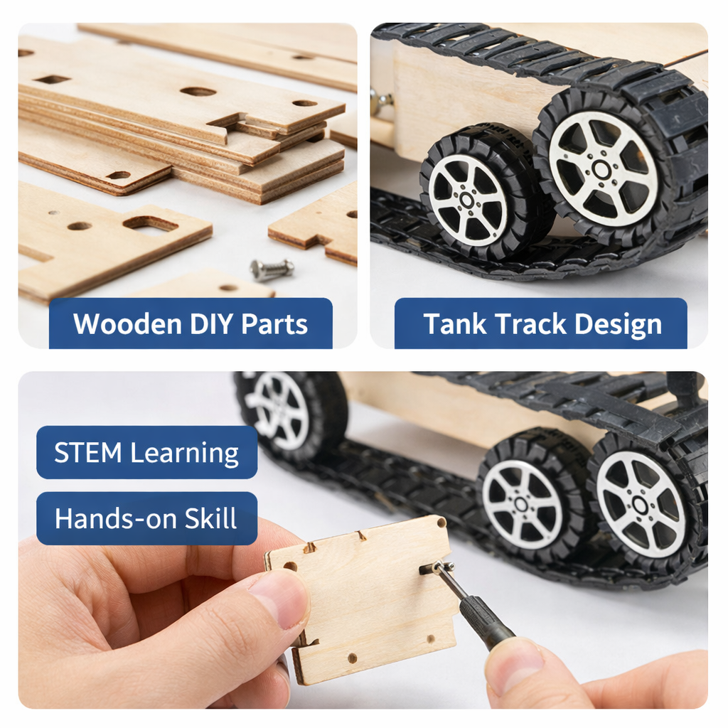 DIY Wooden Tank Model - Hands-On STEM Building Kit for Kids & Families product detail image 4