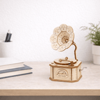 DIY Hand-Crank Wooden Gramophone Music Box product detail image 7
