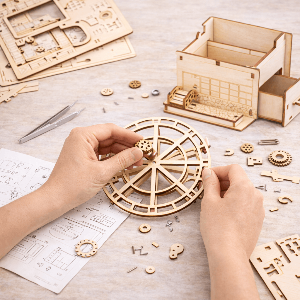 DIY Hand-Crank Wooden Watermill Music Box product detail image 2