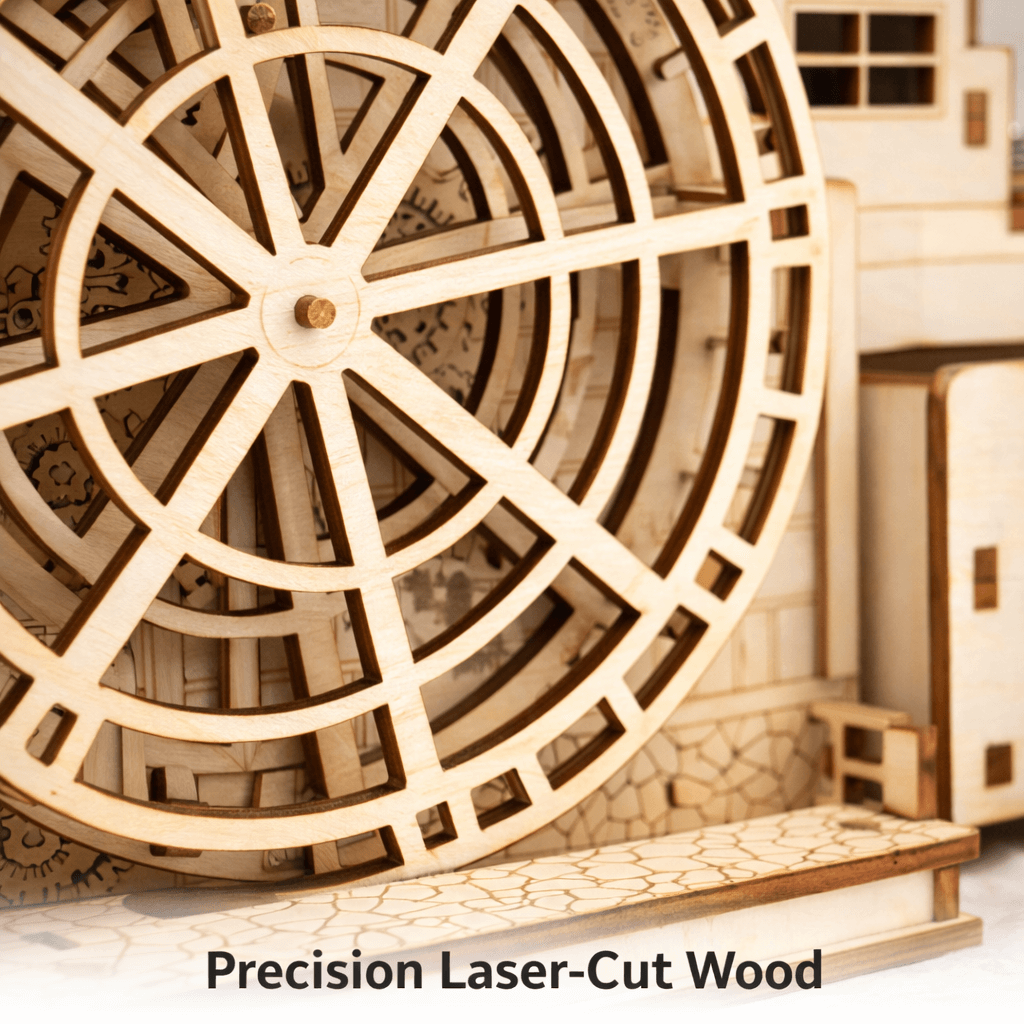 DIY Hand-Crank Wooden Watermill Music Box product detail image 3