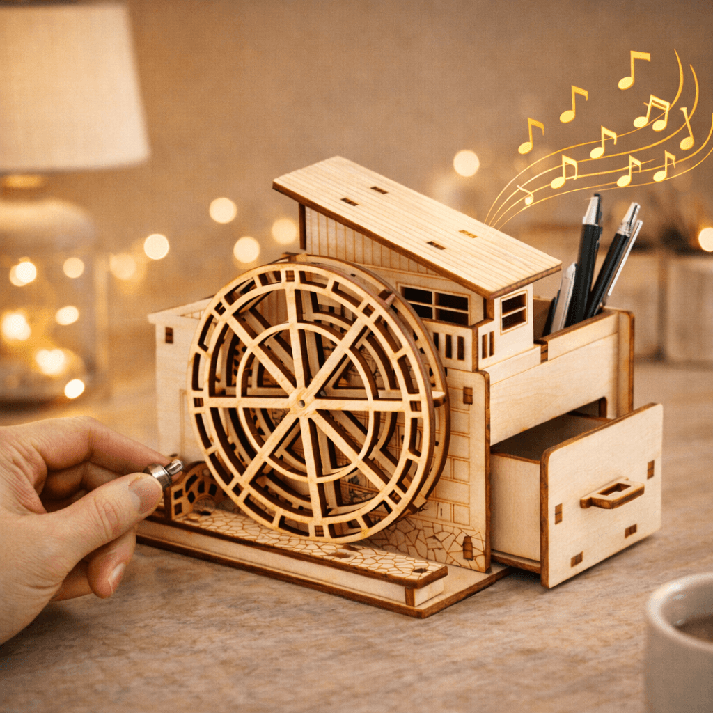 DIY Hand-Crank Wooden Watermill Music Box product detail image 5