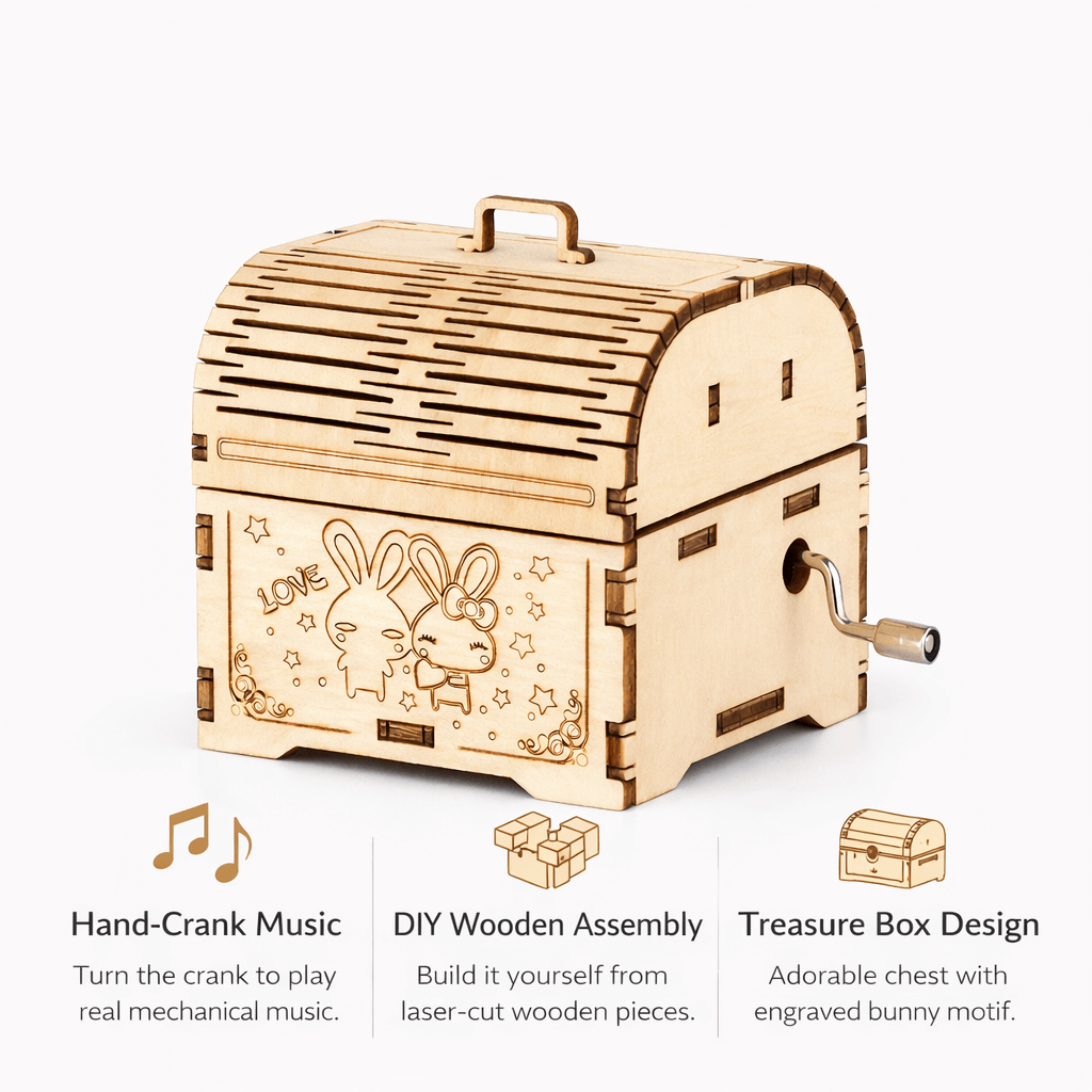 DIY Hand-Crank Wooden Music Box product detail image 3