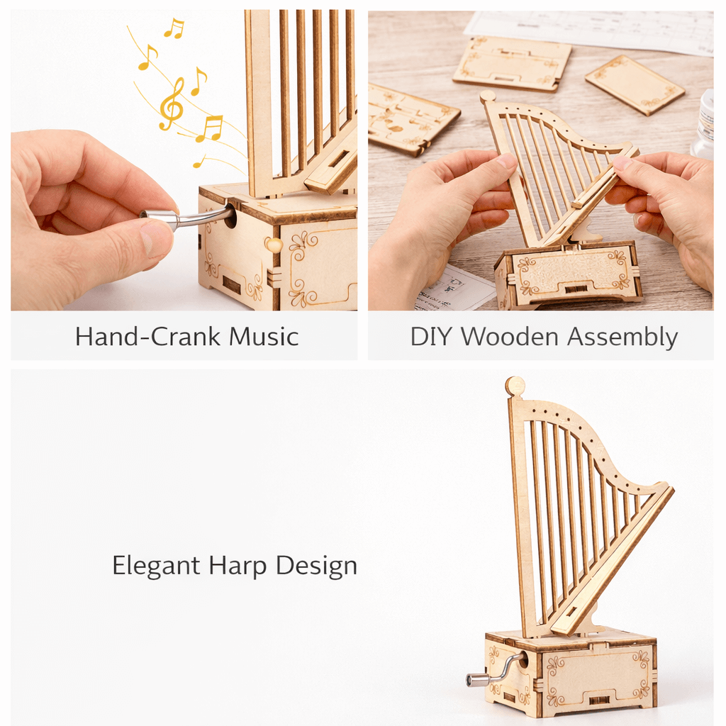 DIY Hand-Crank Wooden Music Box product detail image 2