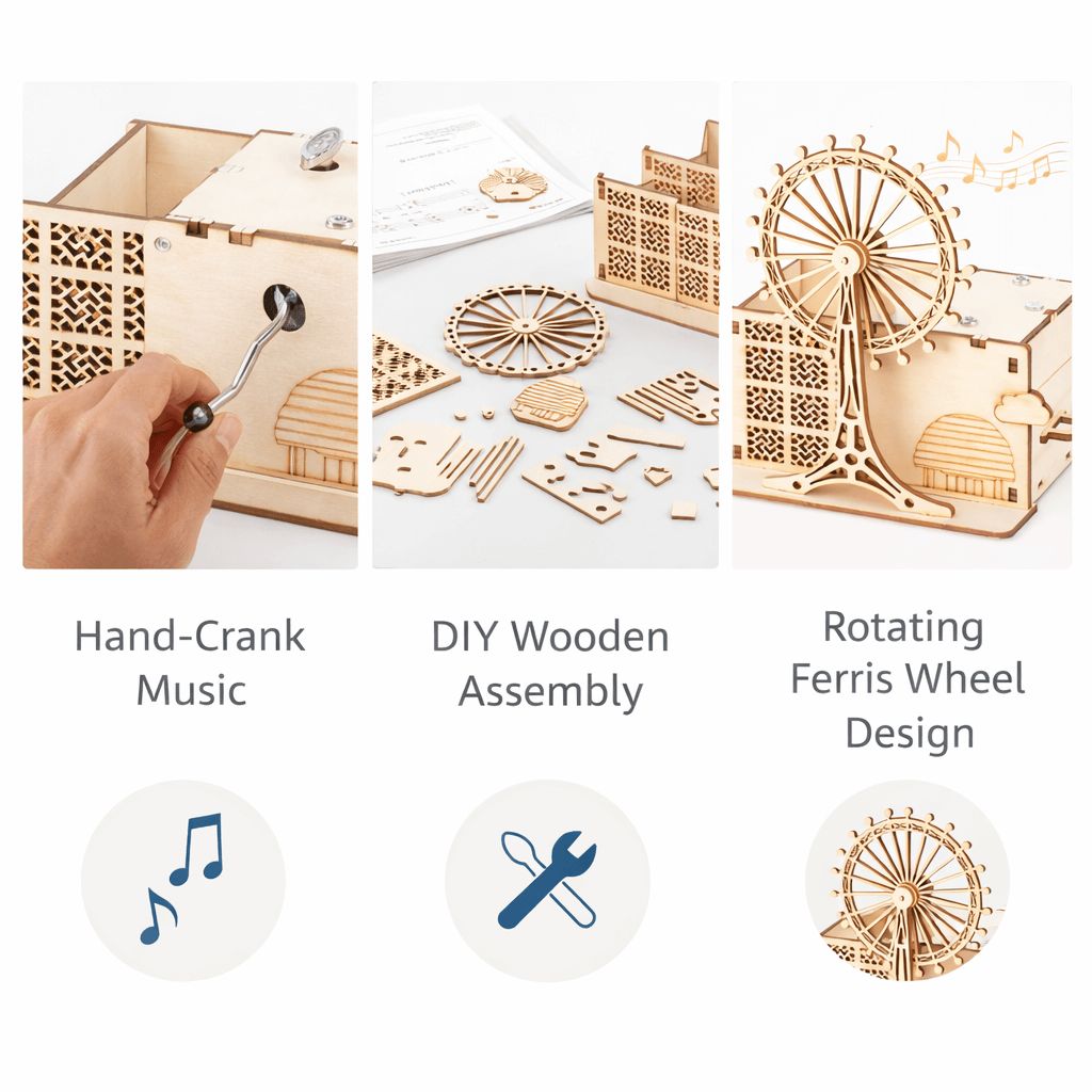 DIY Hand-Crank Ferris Wheel Music Box Pen Holder product detail image 5