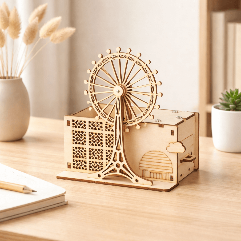 DIY Hand-Crank Ferris Wheel Music Box Pen Holder product detail image 4