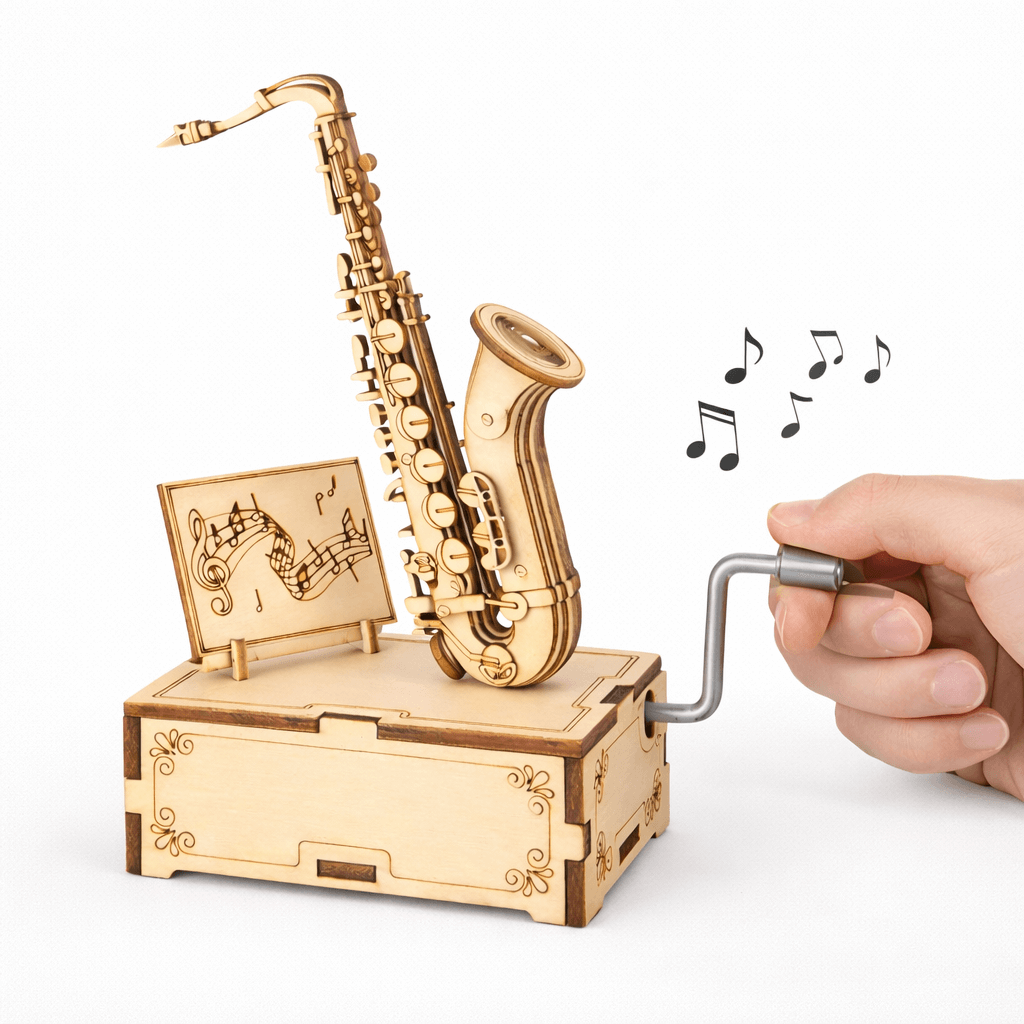 DIY Hand-Crank Wooden Saxophone Music Box product detail image 9