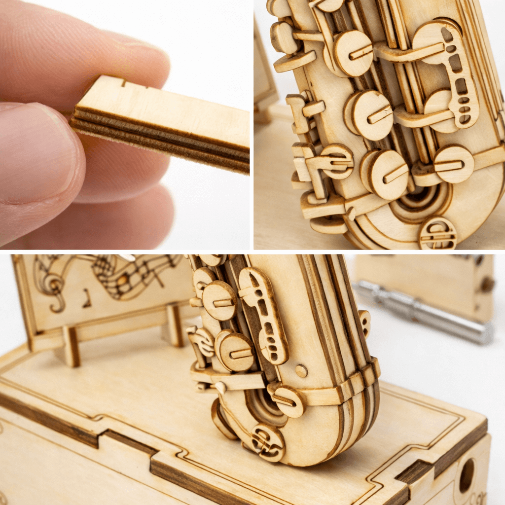 DIY Hand-Crank Wooden Saxophone Music Box product detail image 5