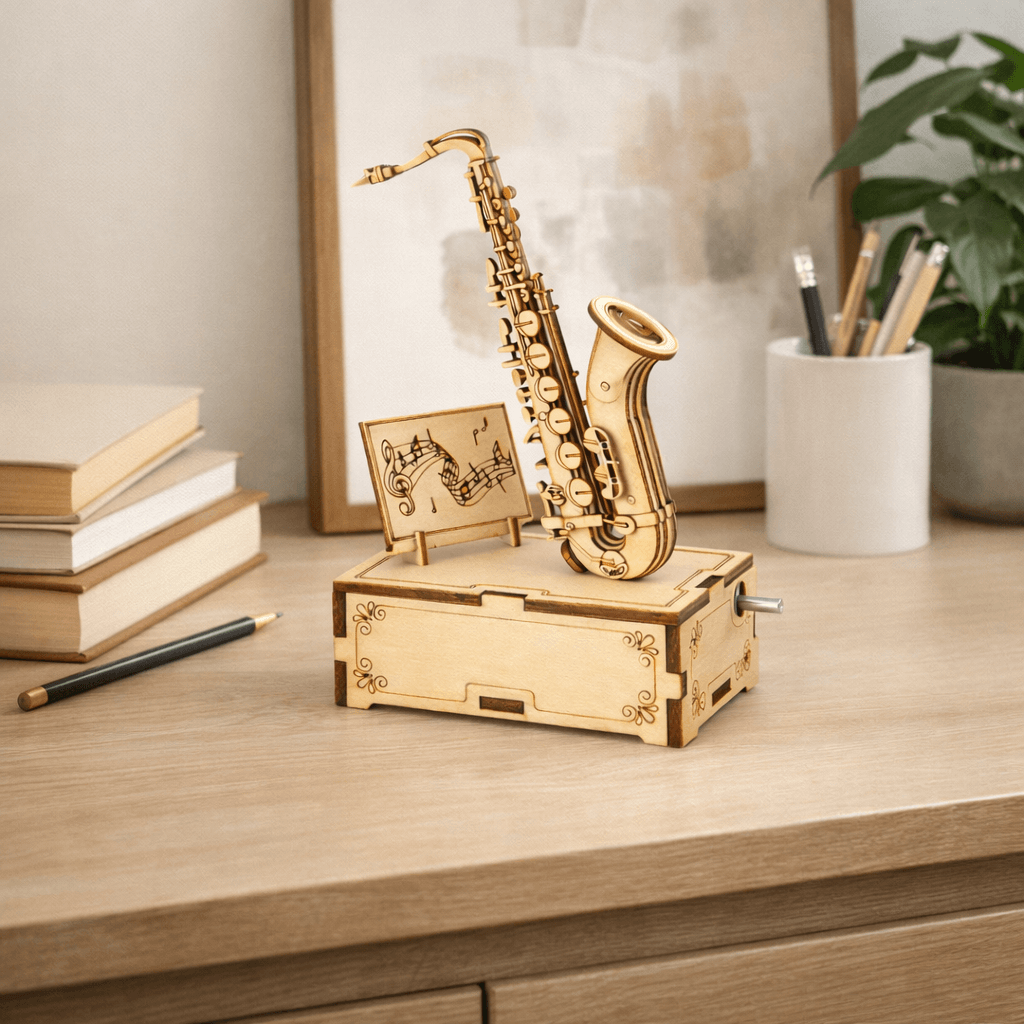DIY Hand-Crank Wooden Saxophone Music Box product detail image 6