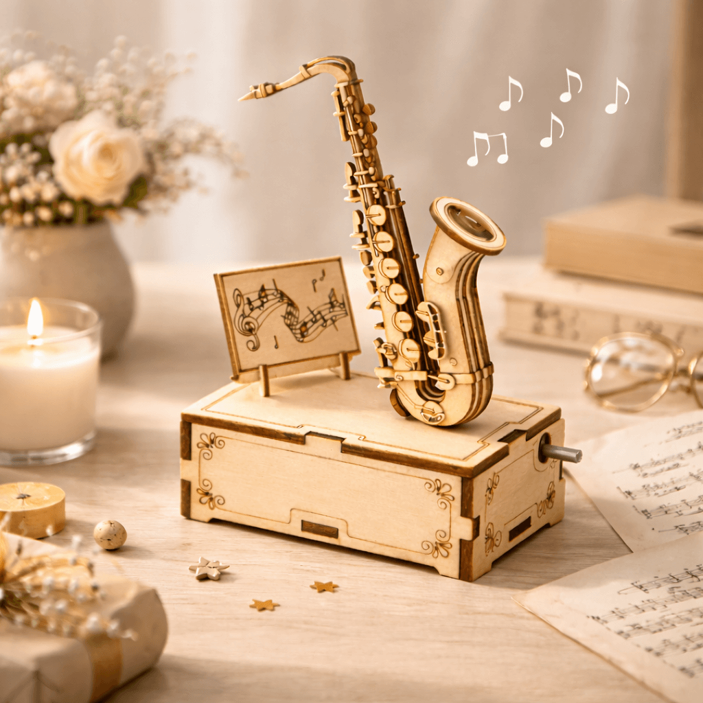 DIY Hand-Crank Wooden Saxophone Music Box product detail image 7