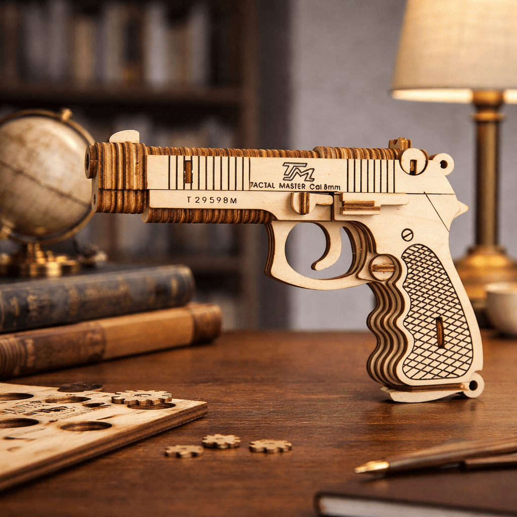 DIY Wooden Mechanical Revolver Model Kit - Buildable Puzzle & Display Piece product detail image 5