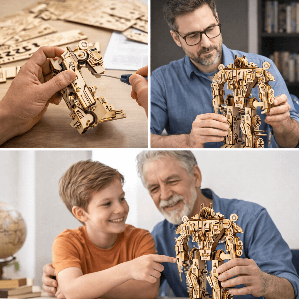 DIY Wooden Robot 3D Puzzle - STEM Mechanical Model Kit for Kids product detail image 2