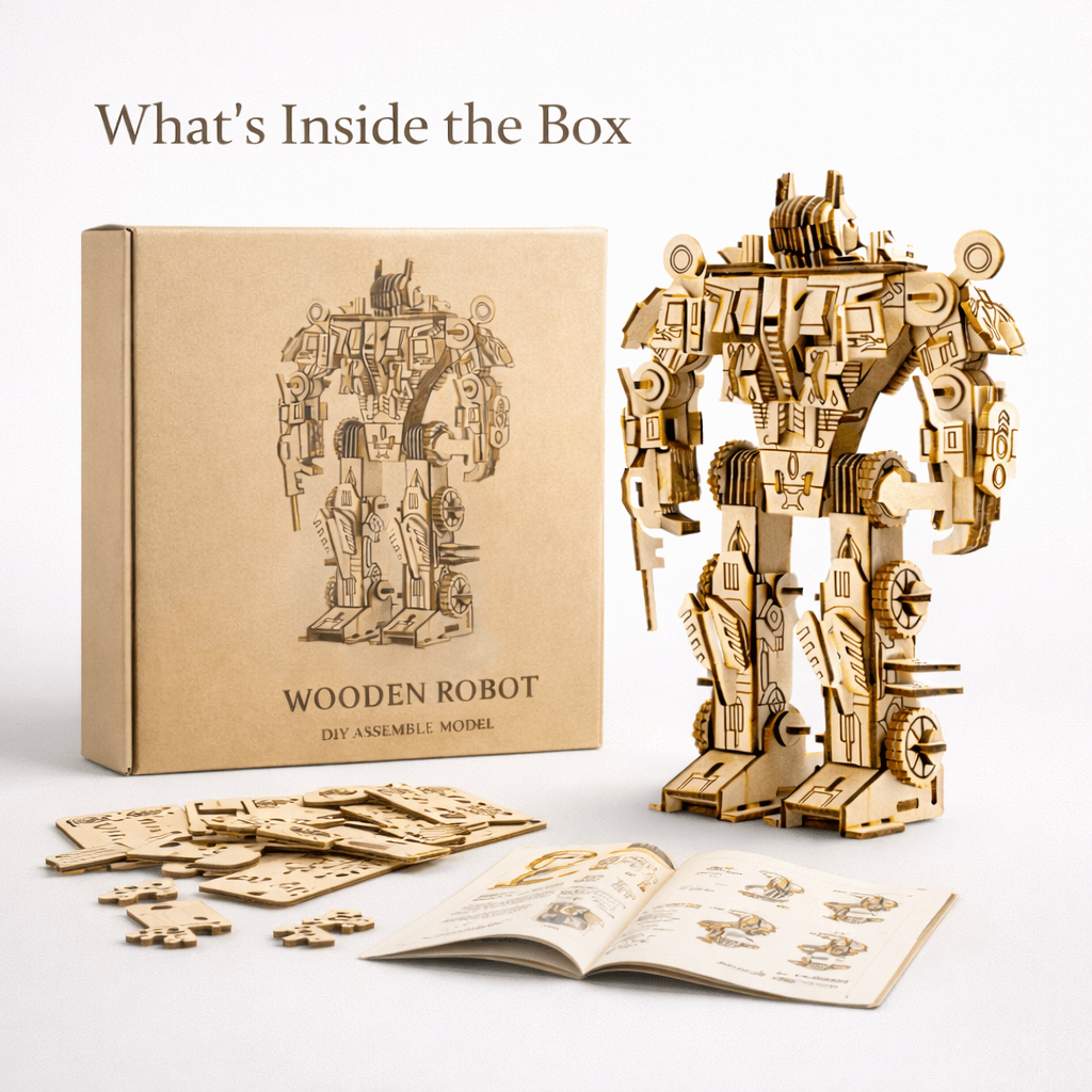 DIY Wooden Robot 3D Puzzle - STEM Mechanical Model Kit for Kids product detail image 7