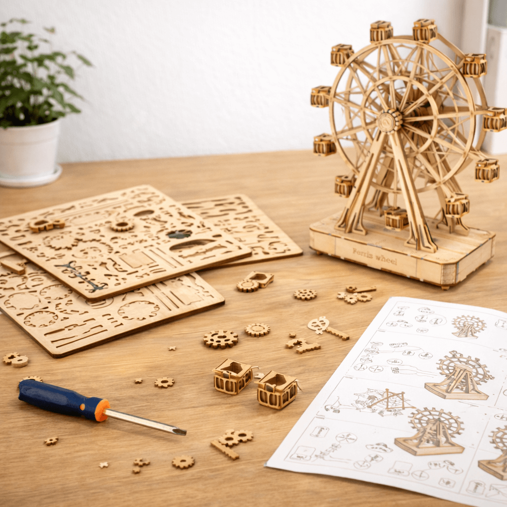 DIY Wooden Ferris Wheel Mechanical Model - No-Glue Laser-Cut 3D Puzzle product detail image 3