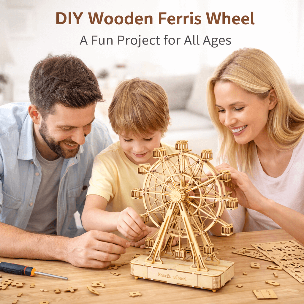 DIY Wooden Ferris Wheel Mechanical Model - No-Glue Laser-Cut 3D Puzzle product detail image 6