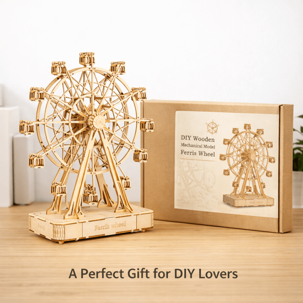 DIY Wooden Ferris Wheel Mechanical Model - No-Glue Laser-Cut 3D Puzzle product detail image 8