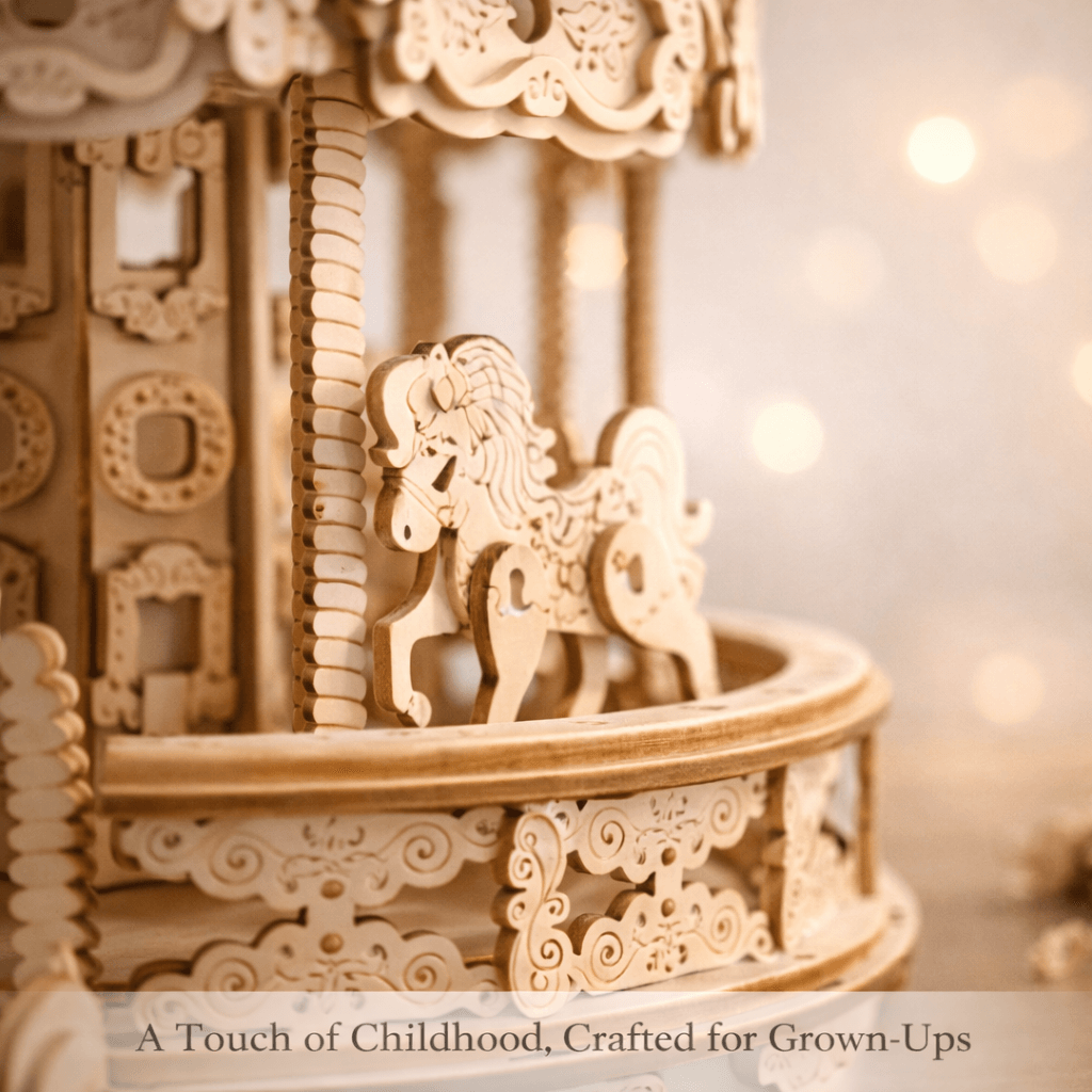 DIY Wooden Carousel Music Box - Buildable Mechanical Keepsake Gift product detail image 5