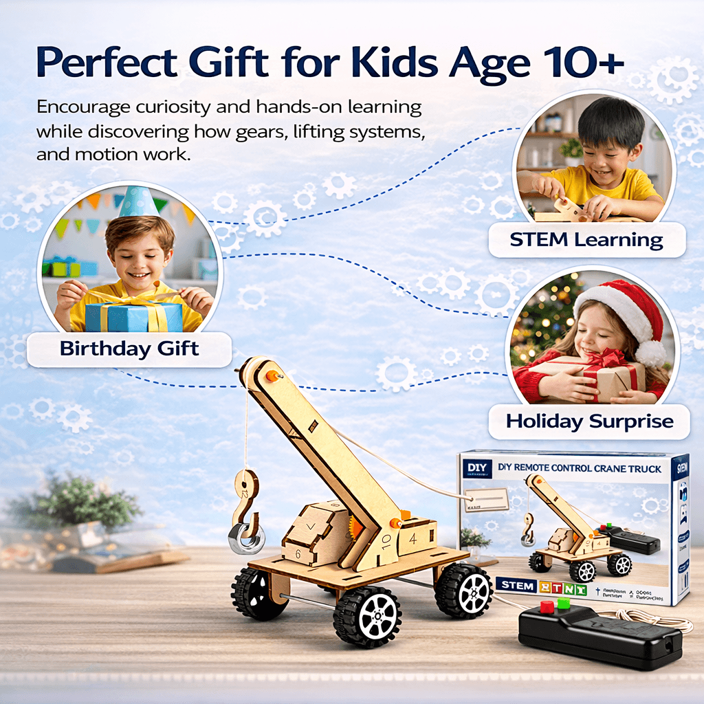 DIY Remote Control Crane Truck - Wooden STEM Building Kit for Kids product detail image 5
