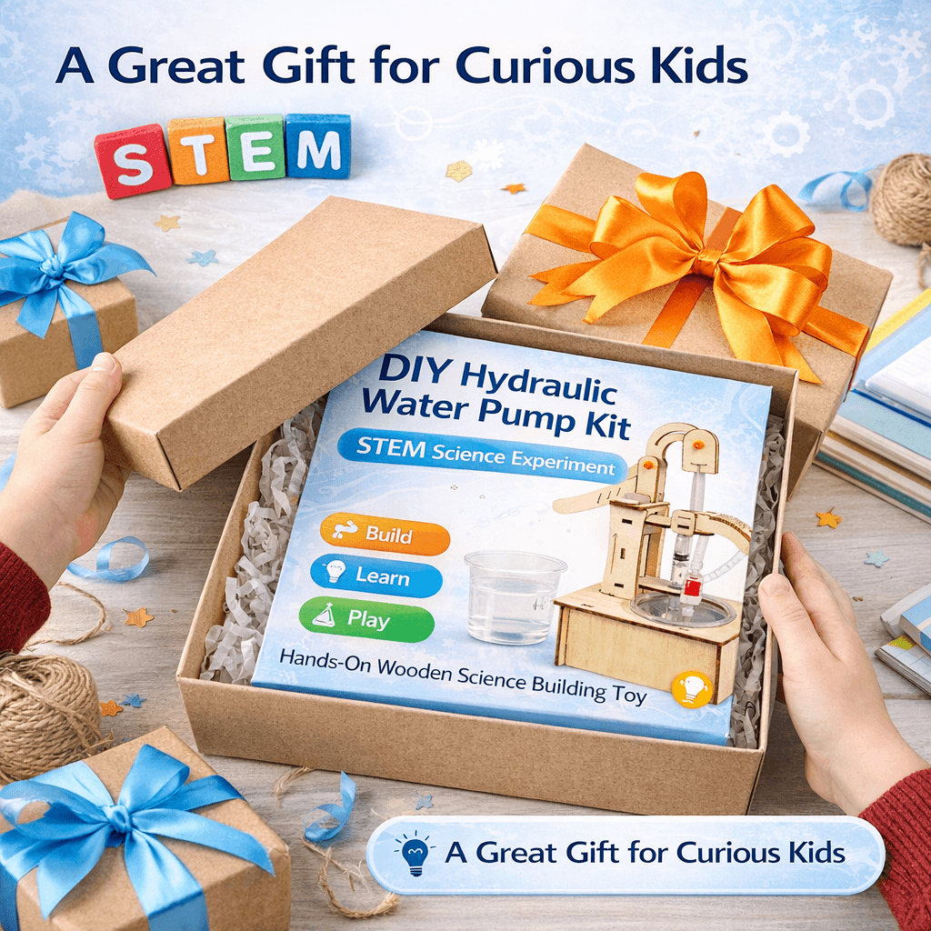 DIY Hydraulic Water Pump Kit - Wooden STEM Science Building Toy for Kids product detail image 7