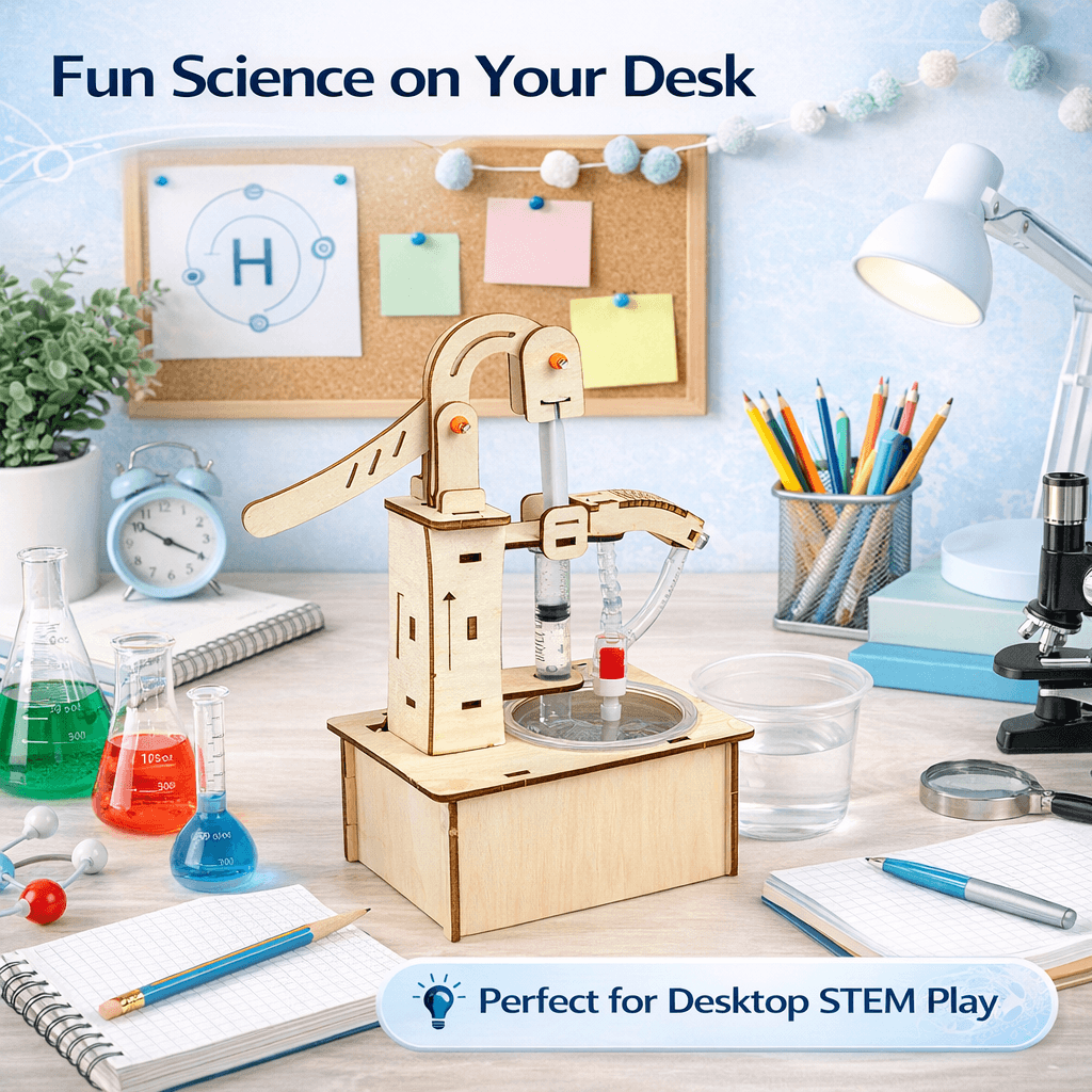 DIY Hydraulic Water Pump Kit - Wooden STEM Science Building Toy for Kids product detail image 3