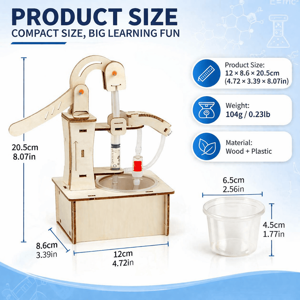 DIY Hydraulic Water Pump Kit - Wooden STEM Science Building Toy for Kids product detail image 6