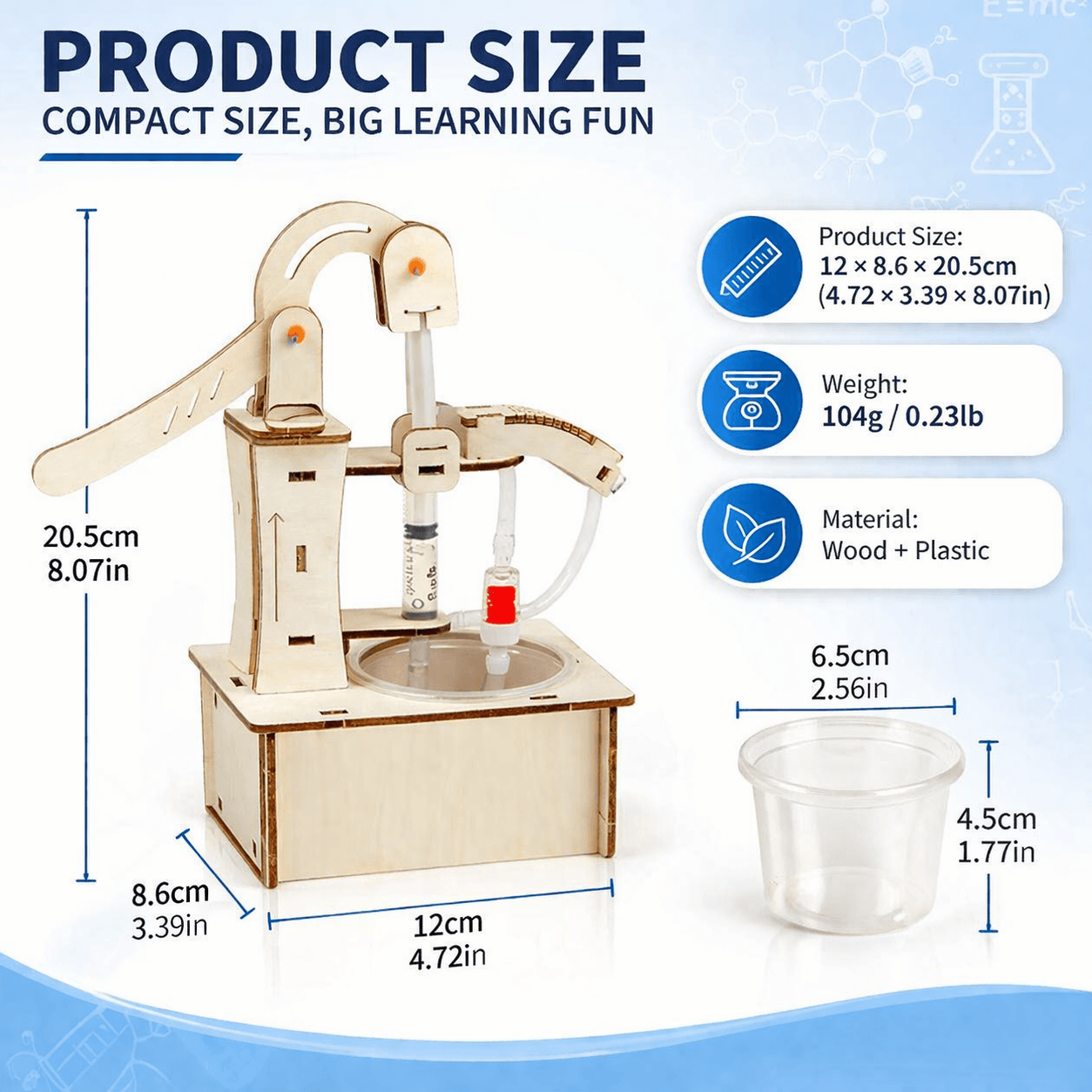 DIY Hydraulic Water Pump Kit - Wooden STEM Science Building Toy for Kids product detail image 6