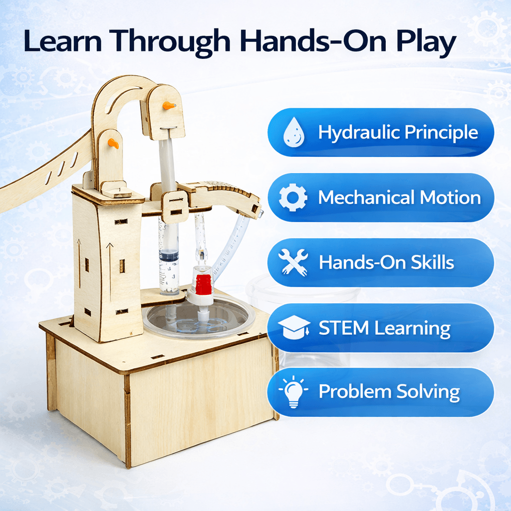 DIY Hydraulic Water Pump Kit - Wooden STEM Science Building Toy for Kids product detail image 4