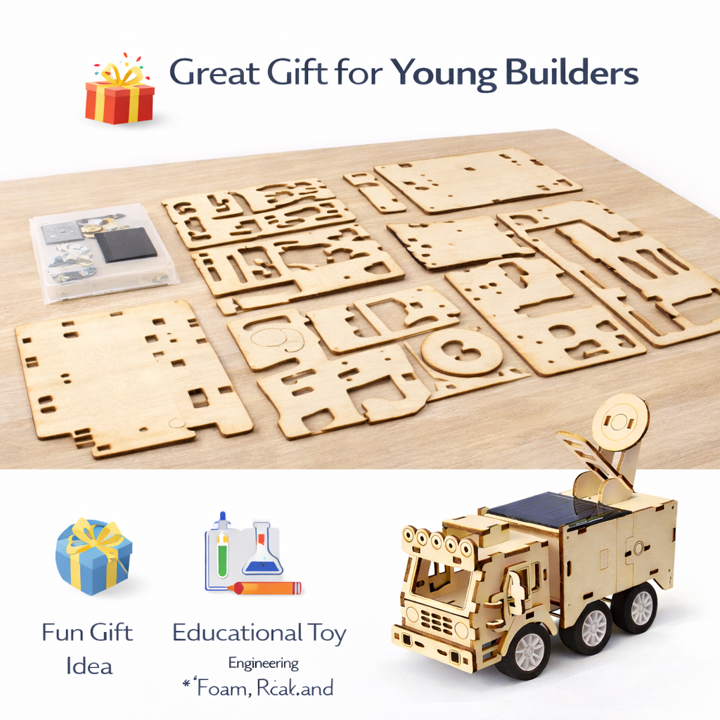 DIY Solar Powered Wooden STEM Car - Educational Science Toy for Kids product detail image 5