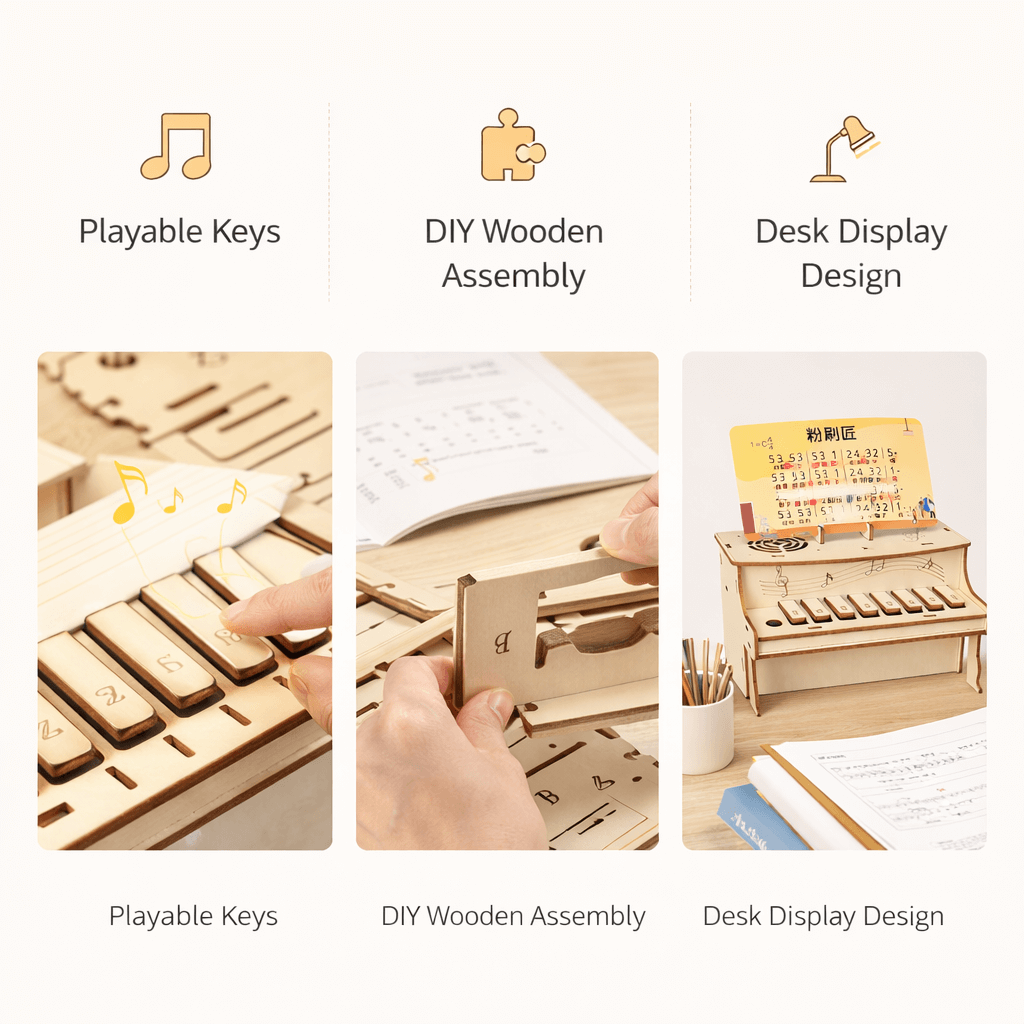 DIY Wooden Piano with Playable Keys product detail image 4