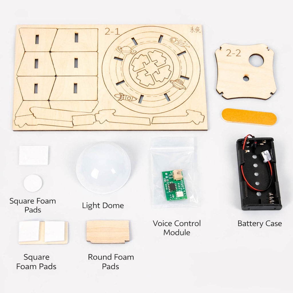 DIY Smart Voice-Controlled Spaceship Starry Sky Light - Wooden STEM Toy for Kids product detail image 4