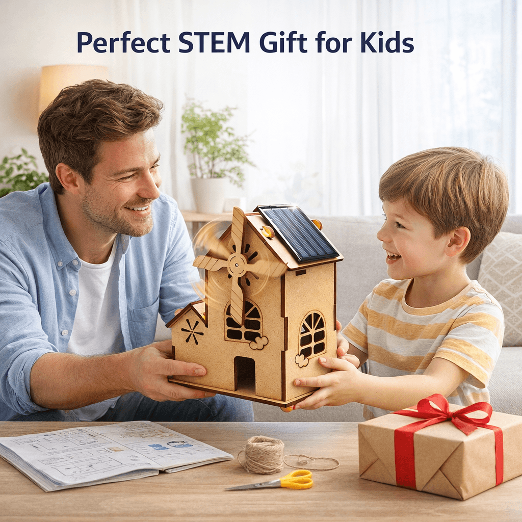 Build Your Own Solar Windmill House - Fun STEM DIY Kit for Kids product detail image 6